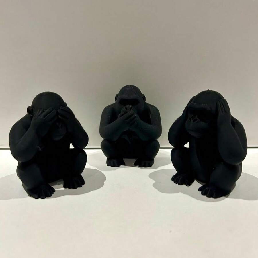 2D 壓克力三隻智猴大猩猩雕像套組,客廳裝飾擺飾,節日禮物 - 1PC - 查看 1