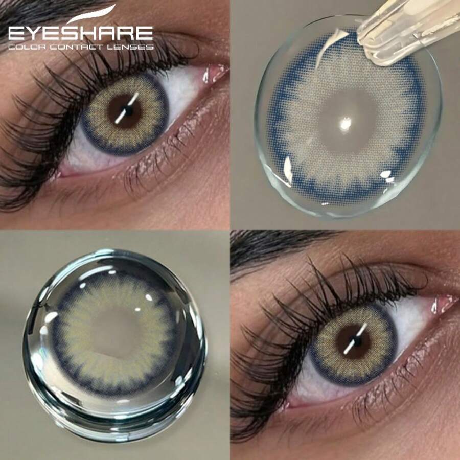 Eyeshare 1 對灰色彩色隱形眼鏡，適合派對、日常妝容，年拋式