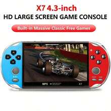 X7 4.3 Inch HD Screen Mini Portable Video Game Console Handheld Game Player Dual Joystick Built-In 1000 Games MP5 Game Controller TV Output - View 2