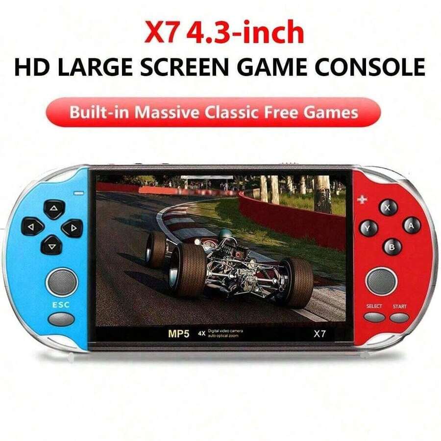 X7 4.3 Inch HD Screen Mini Portable Video Game Console Handheld Game Player Dual Joystick Built-In 1000 Games MP5 Game Controller TV Output
