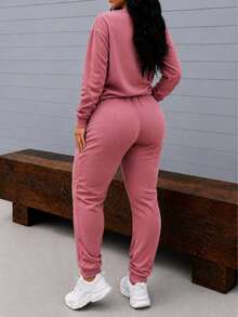 Women Two-Piece Outfits - 黑色和粉紅色 - 查看 4