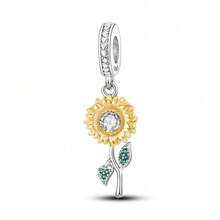 1 hạt charm bạc S925 hình cây và hoa, mạ vàng nhiều màu, kết hợp xương rồng, hoa hướng dương, bọ rùa và chuồn chuồn, khảm men màu và đá rhinestone, phong cách tự nhiên tươi mới, kèm hộp quà, tương thích với vòng tay và dây chuyền, phù hợp làm trang sức handmade DIY và quà tặng phong cách Mori hàng ngày - Nhiều màu - Xem 16