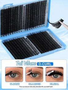 640pcs D Curl Classic False Eyelash Extension Set, Includes 10D To 150D Multiple Density Combinations, Synthetic Mink Material, Natural Curl, Soft And Comfortable, Lightweight And Easy To Apply, Cat Eye Style - D - View 7