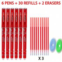 Erasable Gel Pen Set, 6 Pens With 30 Red And Black Ink Refills And 2 Erasers, Smooth Writing Refillable Friction Pens For Students, School, Office, Homework, Notes, Journaling And Daily Writing - Multicolor - View 13