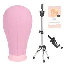 22 Inch Canvas Wig Mannequin Head With Stand And Wig Cap For Wig Trimming Display And Making - View 11