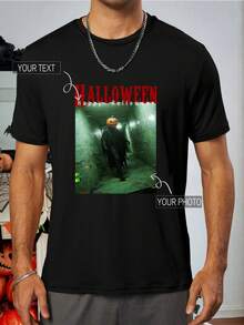 Custom Basic T-Shirt Unisex, Upload Photo & Text, Personalized Birthday & Anniversary Gift Sports - Black - View 1