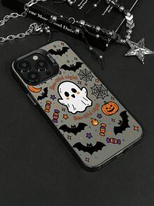 1 buah Casing Ponsel Lucu Bergambar Hantu, Kelelawar, , Permen, Jaring Laba-laba, dan Pola Halloween Inggris yang Indah, Bingkai Lensa Logam Timbul Berwarna-warni Perak Matte, Perlindungan Penuh, Cangkang Keras Anti-Jatuh, Tanpa Tali, Kompatibel dengan Semua Model Apple, Lembut, Menggemaskan, Kekanak-kanakan, Halloween, Niche, Casing Pelindung Ponsel Unisex - Perak - View 3