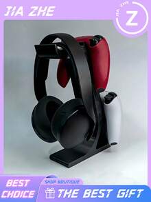3-In-1 Universal Game Controller & Headset Stand, Holds 2 Controllers And 1 Headset At The Same Time. Space-Saving Desktop Storage Rack, Sturdy Construction. Ideal For Gamers, Perfect For Gaming Workspace, Game Room Decor And Daily Use. - Multicolor - View 2