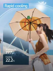 Beneunder Triple-Fold Protective Black-Coated Sunscreen Umbrella BM397 - Black - View 3