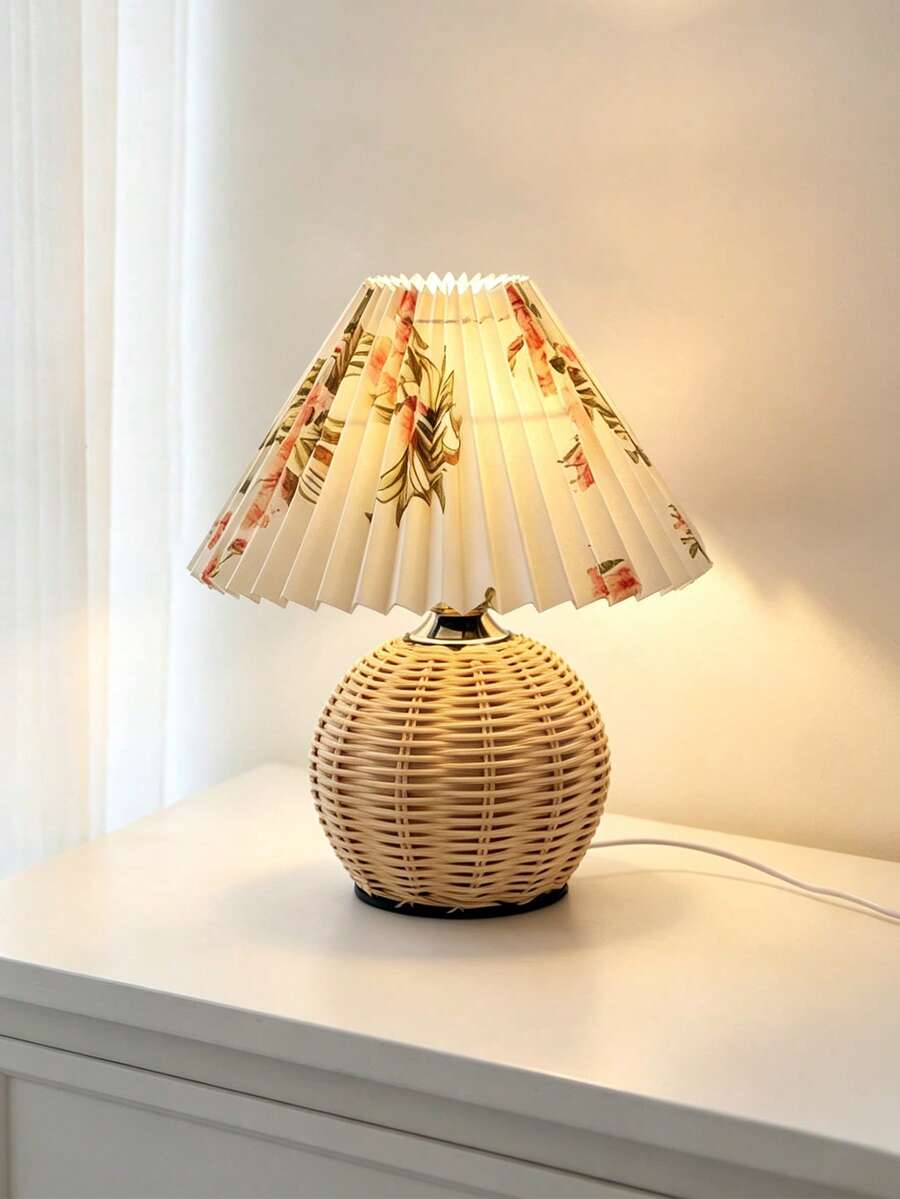 1 buah Lampu Meja Anyaman Rotan Bertenaga USB, Lampu Samping Tempat Tidur Gaya Nordik Vintage, Serbaguna untuk Kamar Tidur, Homestay, Restoran, Berkemah, Lampu Malam Suasana Cahaya Hangat Minimalis - Lampu meja rotan buatan tangan - View 1