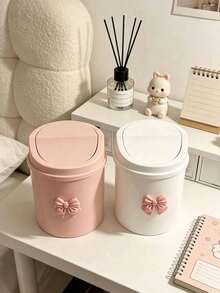 Elegant Butterfly Decor Portable Trash Can With Lid, Mini Desktop Wastebasket, Home Use Wastebasket With Lid, No Power Required, Suitable For Office, Living Room Or Desk, Home Desktop And Drawer Storage - Multicolor - View 1