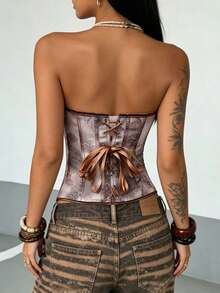 A Sexy Brown Strapless Top For Women, Perfect For Halloween Parties And Various Social Gatherings. - Coffee - View 4