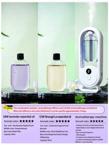 Aromatherapy Diffuser Humidifier With Colorful Night Light, 5-Level Adjustment, Digital Display, USB Rechargeable, Essential Oil Set, For Home And Office - D8 - View 24