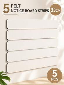 5pcs 33cm Long Felt Strips With Push Pins, No Drilling Required, Self-Adhesive Bulletin Board Strips, Suitable For Wall Felt Cork Board, Sticky Notes, Home Decor, Study Memo, Birthday Gift - A - View 1