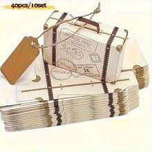 40pcs Mini Luggage Gift Box Set, With Tags And Jute Rope, Cartoon Theme, Durable Paper, Size 40.01X24.99cm, Suitable For Holiday Wedding Gift Packaging, Travel Storage Solutions, Cartoon Mini Gift Boxes, Wedding Holiday Gift Boxes, Halloween Christmas New Year Surprise Gift Box Packaging - One Size Fits All - View 1