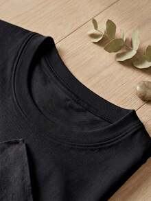 Women's Short Sleeve T Shirt,100%Pure Cotton,Skin-Friendly And Breathable,Suitable For All Occasions,European And American Style,Versatile And Comfort - 黑色 - 查看 4