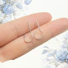 Minimalist 925 Sterling Silver Pierced Stud Earrings, Curved C-Shaped Cartilage Hoop Earrings, Suitable For Women's Daily Wear - Silver - View 9