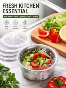 100pcs Disposable Fine Mesh Kitchen Sink Strainer Bags, Elastic Drain Filter Net, Anti-Clogging Food Residue Collection Bag, Easy To Lift And Discard Sink Drain Protector, Suitable For Most Kitchen And Bathroom Sink Strainers - A - View 6