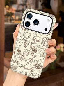 1pc Minimalist Western Style Ocean Element Bow Cherry Billiard Poker Slogan Pattern Glossy 2-In-1 Film Full Coverage Hard Phone Case Compatible With Samsung/ 11/12/13/14/15/16/17 Pro Max - Multicolor - View 2