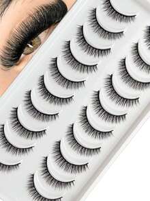 LIMEIKAI 10 Pairs 3D Mink False Eyelashes C Curl Fluffy Soft Thick Multi-Layer Wispy Slim Lashes Bulk Style For Lash Extension Wedding Bride Birthday Club Travel Daily Makeup - View 7