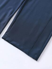 Plus Size Men's Summer Lightweight Sports Casual Straight Leg Pants, Unique Drawstring Design, Versatile Streetwear - Royal Blue - View 8