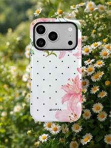 GIIPPA 1pc Black Polka Dot & Pink Hibiscus Pattern Design Phone 17 Pro Max Phone Case, Compatible With Phone 16 Pro Max, 15 Pro Max, 14 Pro Max, Korean Style High-End Fashion & Fun Phone Case, Suitable For 11/12/13/14/15/16 Pro Max Plus, Elegant Design For Men & Women, Perfect Gift For Girlfriend On Christmas, Valentine's Day, Easter, Wedding Season And Birthday! - Multicolor - View 9