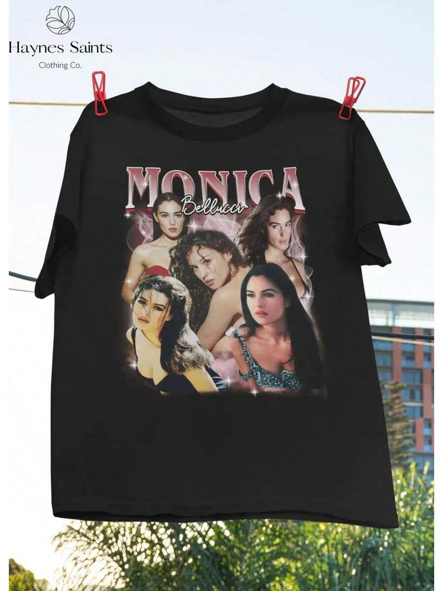 Monica Bellucci 90er Vintage T-Shirt, Monica Bellucci Fan-Geschenk, 90er Bootleg-Shirt, Film-Style-Shirt, Film-Liebhaber-Shirt, Monica Bellucci Fans - Schwarz - Übersicht 1