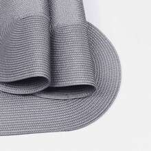 45*30cm Light Gray Oval Plastic Woven Placemat, 4.72 Inch Coaster, Easy To Clean, Non-Slip, Heat Resistant. Decorative Mat, Wrinkle-Resistant, Suitable For Party, Wedding, Housewarming, Christmas, Halloween, Thanksgiving, Mother's Day - Light Grey - View 5