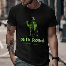 Silkroad Shop Logo T-Shirt, Cyberpunk Hacker Grafik-T-Shirt - Schwarz - Übersicht 1
