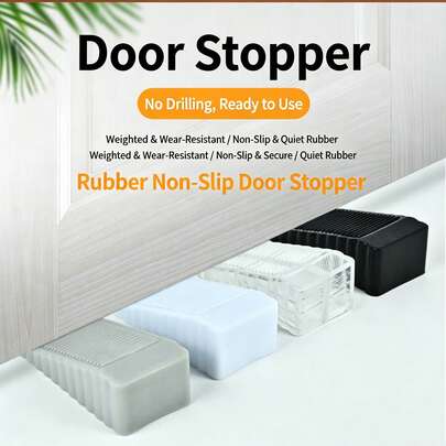 4pcs Wedge Door Stoppers - Transparent Silicone Material, Anti-Collision, Easy Installation, Minimalist Style, Sturdy Structure, Suitable For Home And Office Safety Accessories, Great Indoor Decor, Featuring Striped Design