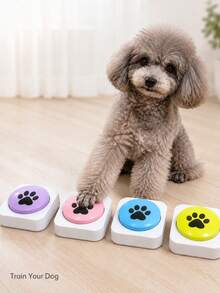 1pc/4pcs Dog Voice Button Communicator, 8-Color Recordable Buttons Set, Dog Training Communication Sound Button, 30s Recording Pet Training Buzzer Button - Multicolor - View 3