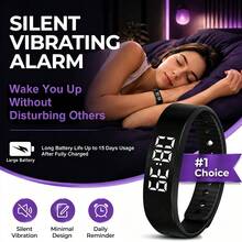 1pc Fashionable Daily Versatile Unisex Teenager Multifunctional Bracelet Black Silicone Strap White LED Electronic Screen Pedometer Distance Display Alarm Clock Calorie Timer Sleep Monitoring Vibration Reminder, Suitable For Running Daily Life School Gift Holiday And Other Scenarios - Black - View 2