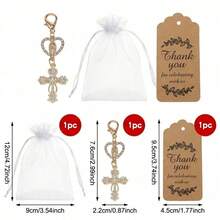 20 Sets/60 Pieces Gold Cross Keychain Set, Greeting Card Set, Baptism Gift Set, Communion Gift, Baptism Favor, Communion Decoration - Multicolor - View 9