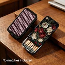 1pc Vintage Palace Floral Pattern Matchbox (Matches Not Included) Sliding Lid Palm-Sized Portable Storage Box, Perfect Gift For Valentine's Day, Mother's Day, Birthday - View 5