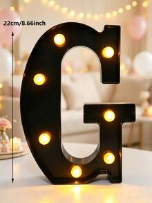 22cm 家居裝飾 LED 發光字母燈，婚禮求婚生日派對裝飾字母數字燈，女孩房裝飾燈，室內裝飾 - 黑色 - 查看 47