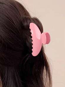2pcs Pink Glossy Acrylic Half-Round Hair Claw Clips, High Crown Back-Of-Head Updo Half-Up Hair Claw, Korean Gentle Style Elegant Sweet Girly Spring Romantic Versatile Hair Accessories For Travel, Outings And Picnic - Multicolor - View 3