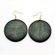 1 Pair Vintage Exaggerated Round Wooden Pendant Earrings - Geometry - View 6