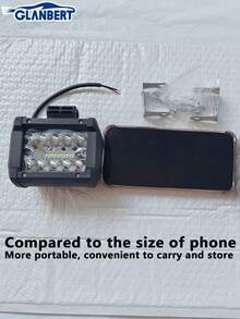 GLANBERT 2pcs 60W 3-Row 20LED Spotlight, 12V Waterproof, High Brightness White LED Work Light For Vehicles - Black - View 5