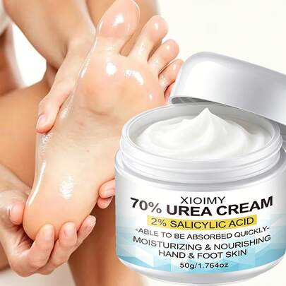 Krim Kaki 50g dengan 70% Urea dan 2% Asam Salisilat, Cocok untuk Kulit Kering, Pecah-pecah, Kasar, dan Tidak Rata. Membuat Tangan dan Kaki Lebih Halus dan Lembut. Sempurna untuk Digunakan pada Tumit, Kaki, Tangan, Lutut, dan Siku. Penting untuk Pelembapan Harian.