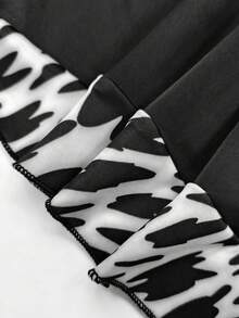 Plus Size Colorblock Leopard Print Round Neck Sleeveless Patchwork Bow Decor Tankini Swimwear, 2Pcs Set Vacation Beach Black Summer - Black - View 5