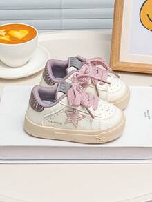 1 Pair New Breathable Casual Shoes For Kids, Lightweight Comfortable Versatile Anti-Slip Sports Shoes - Purple - View 5