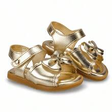 Sandália Infantil Laço Baby Pequito Metalizada Festa Dourada 95316 - Dourado - Visão 4