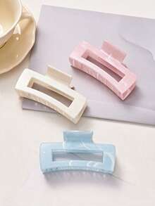 3/1pc Women's Large Pink Blue White Hair Clips, Lightweight Plastic Hair Claws, Suitable For Bathing, Face Washing And Matching Outfits - Multicolor - View 1