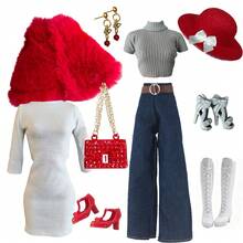 1/6 Doll Dlothes Set 11.5 Inch Doll Outfit Fit For 30cm BJD Doll Babi Doll Super Model Doll Clothes Suit Fur Coat Dress Pants Hats Bags Shoes And Doll Dress Up Accessories - Multicolor - View 20