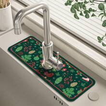 1PC New Christmas Diatom Mud Faucet Absorbent Mat, Kitchen Countertop Faucet Drain Mat Bathroom Sink Drain Mat Cut-Wash Quick Dry Mat - Draining Mat - View 10