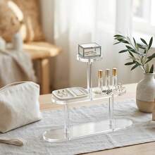 1PC Modern Transparent Acrylic Display Stand - Detachable Storage Rack, Suitable For Spices, Small Figurines, Perfume And Jewelry Display, Ideal For Bedroom, Living Room Desktop Organizer - Clear - View 6