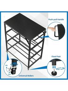 3D Printer Filament Storage - 3D Printer Holder Rack Cart Rolling Heavy Duty Printer Table, Filament Spools Organizer Stand With Wheels For 3D Printer Filaments ABS/PLA/TPU/Nylon Accessories (Black) Father's Favorite Gift - A - View 6
