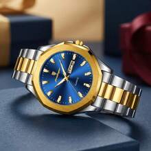 CTPOR POEDAGAR Men's Luxurious Luminous Simple Date Calendar Blue Square Stainless Steel Strap Quartz Business Watch Gift Souvenir Halloween Back-To-School - Multicolor - View 7