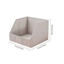 Open Storage Box Large Capacity Foldable Wardrobe Home Clothing & Miscellaneous Items Sorting Desktop Organizer Box, Foldable Trapezoid Fabric Storage Box, Linen Slanted Opening Desktop File Basket, Wardrobe Clothes Books & Miscellaneous Items Organizer Box - Multicolor - View 4