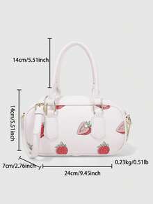 Dedoo Portable Cherry Mini Bag 2026 新款高端拼色圓筒手提包 百搭時尚通勤托特包 - 白色 - 查看 11